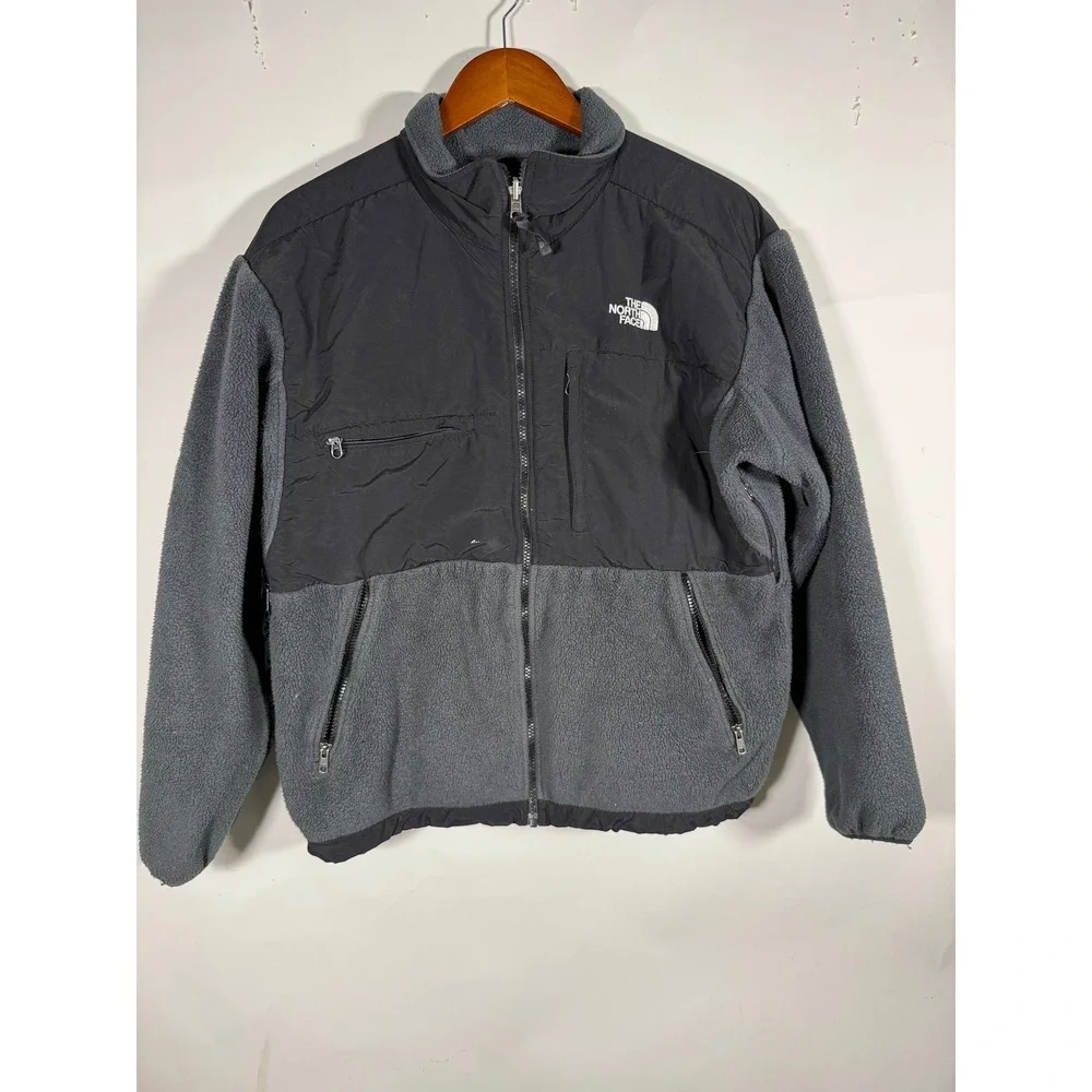 The North Face Denali Fleece Jacket Mens Medium Grey Black Full Zip Outdoor